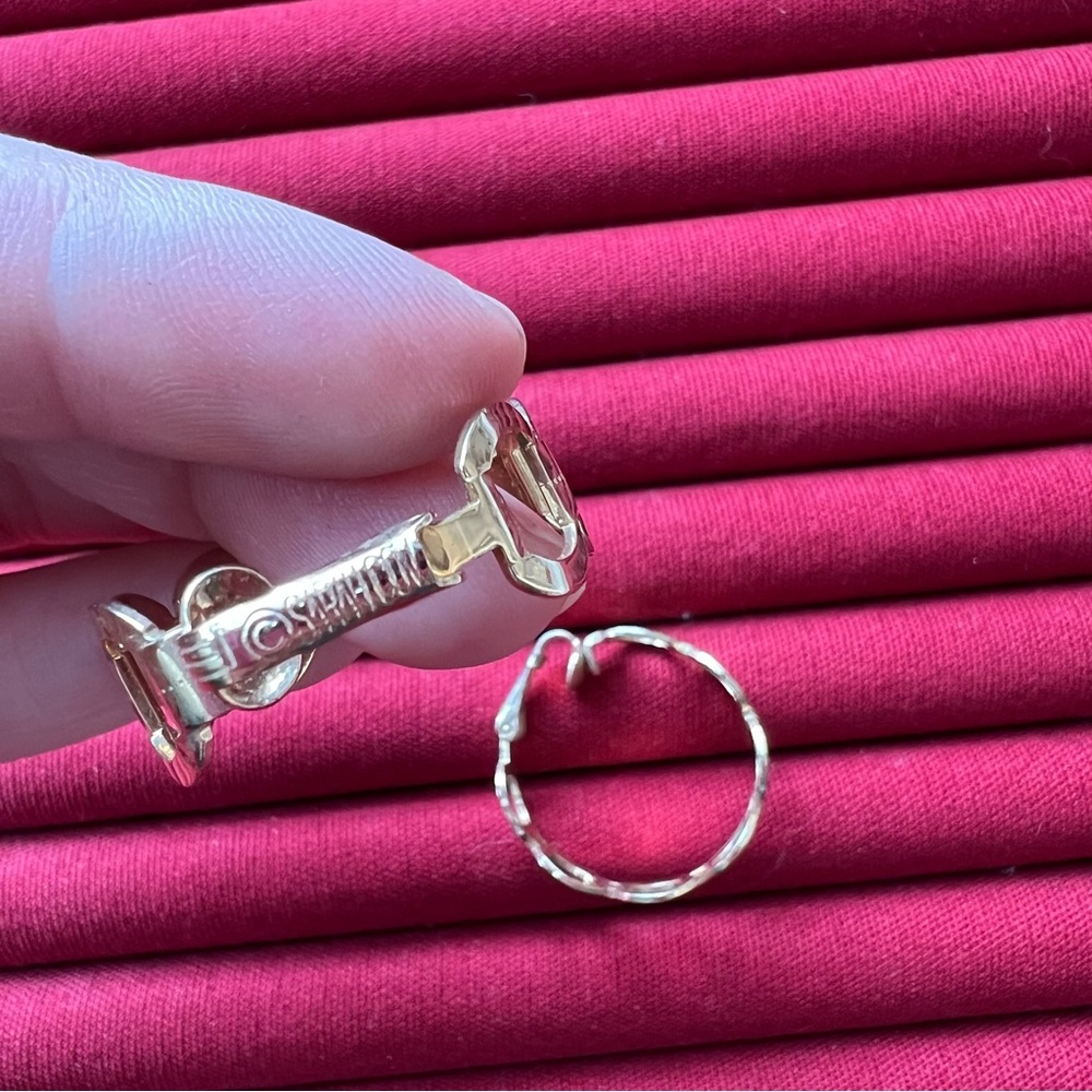 Sarah Cov Gold Tone Link Hoop Clip On Earrings - Women's Fashion Jewelry - Picture 4 of 6